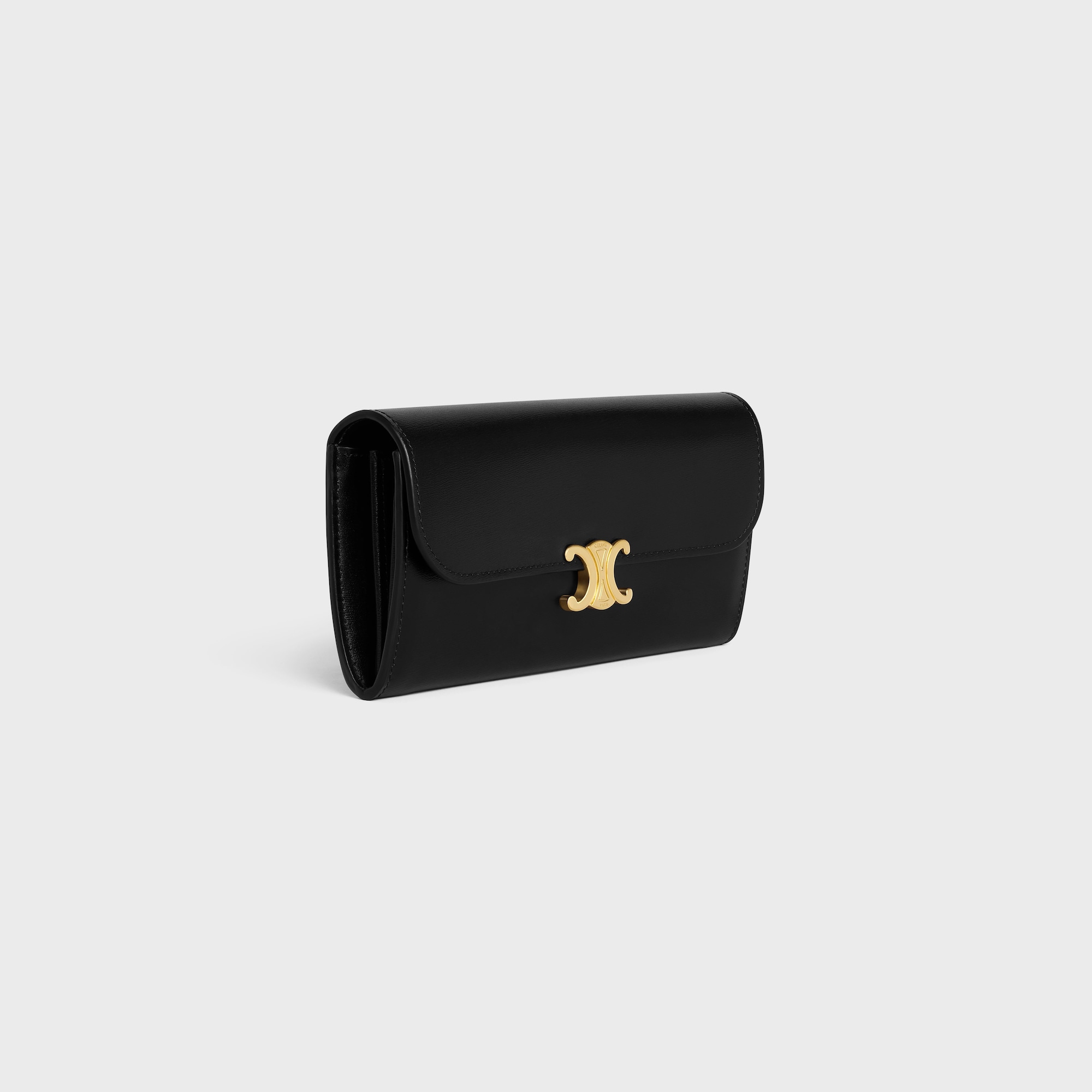 LARGE WALLET TRIOMPHE IN SHINY CALFSKIN BLACK - Image 2